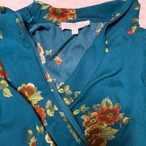 Floral blue shirt dress